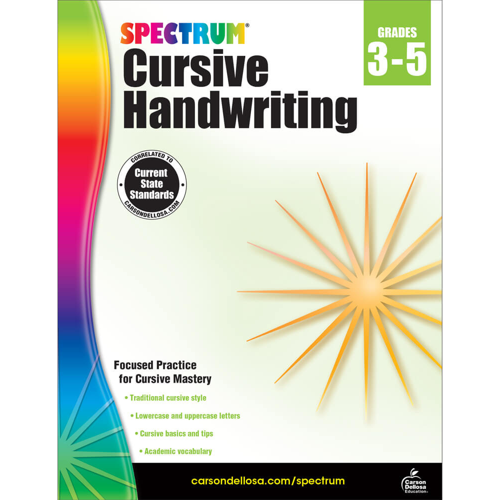 Spectrum Cursive Handwriting Workbook Grade 3-5